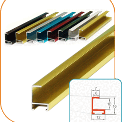 Алюминиевый профиль ALU-FRAME №1, 10-7-16, полированный, черный анод, 2.9 м