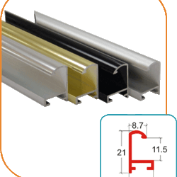 Алюминиевый профиль ALU-FRAME № 2b LUX, 11-9-20 мм, полированный черный  анод, 3.0 м