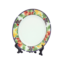 Тарелка для сублимации, керамическая, BERRIES - белая, окантовка с рисунком ягод, d=200 мм