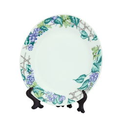 Тарелка для сублимации, керамическая, LEAVES - белая, окантовка с рисунком виноградной лозы, d=200 мм