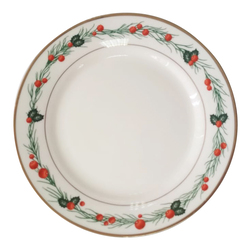 Тарелка для сублимации, керамическая, WINTERBERRY - белая, окантовка с рисунком остролиста, d=200 м