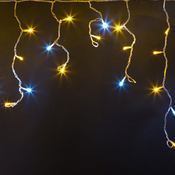 Светодиодная бахрома Infinilite ОДЕССКАЯ 3 x 0.5 м, IP44, основной цвет LED жёлтый, мерцающий белый холодный, на прозрачном ПВХ проводе