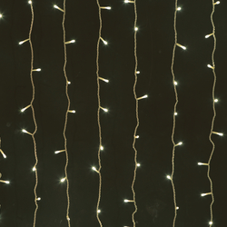 Светодиодный занавес (дождь) Infinilite MN 2.0 x 3 м, IP44, постоянного свечения, 600 LED белого тёплого цвета, на прозрачном ПВХ проводе