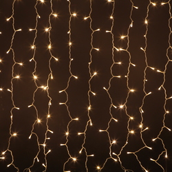 Светодиодный занавес (дождь) Infinilite 2.0 x 3 м, IP44, постоянного свечения, 600 LED белого тёплого цвета, на прозрачном ПВХ проводе