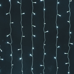 Светодиодный занавес (дождь) Infinilite 2 x 3 м, IP44, постоянного свечения, 600 LED белого холодного цвета, на прозрачном ПВХ проводе¶