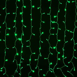 Светодиодный занавес (дождь) Infinilite 2 x 3 м, IP44, управляемый, 600 LED  зелёного цвета, на прозрачном ПВХ проводе